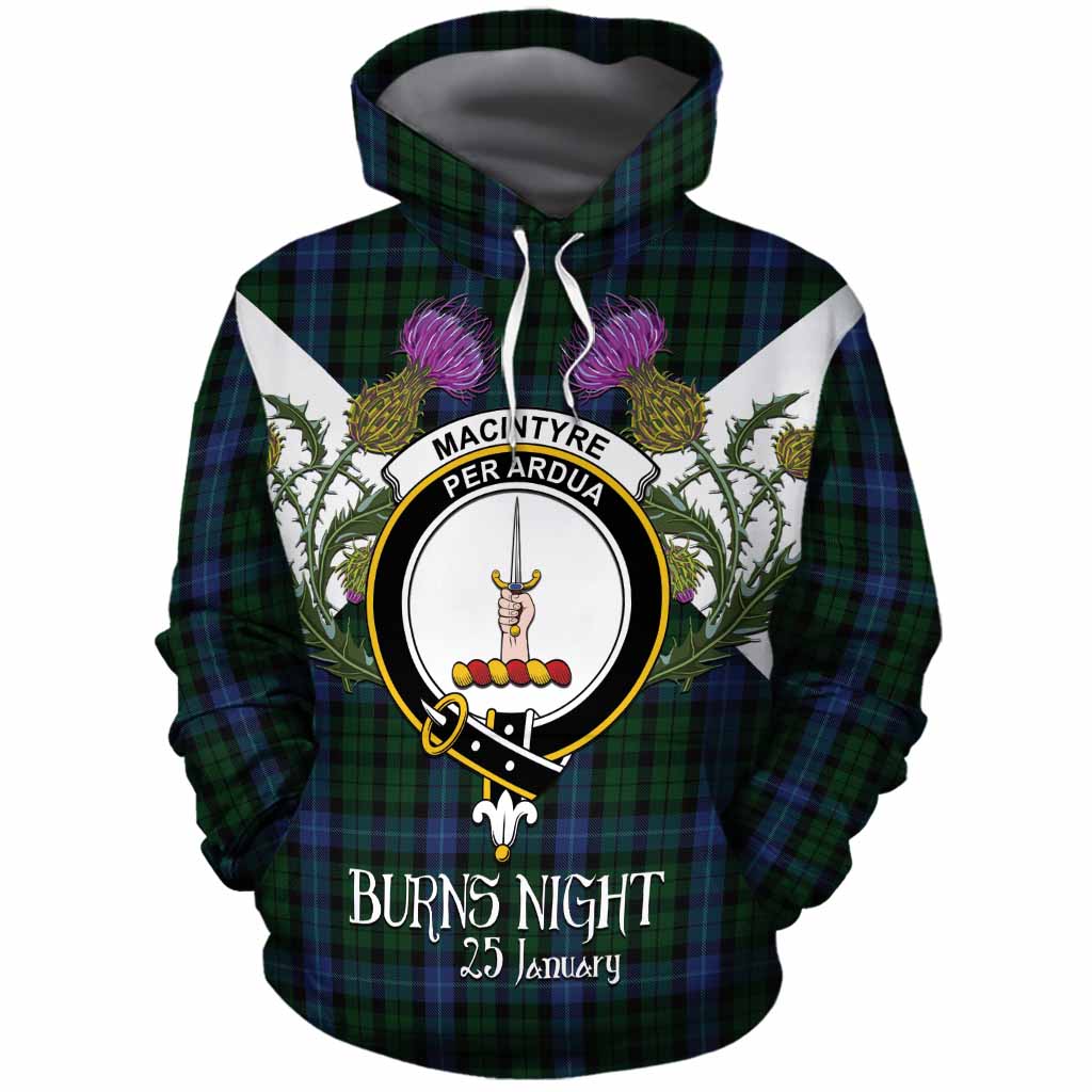 MacIntyre (McIntyre) Tartan Family Crest Cotton Hoodie Scottish Burns Night Thistle Floral