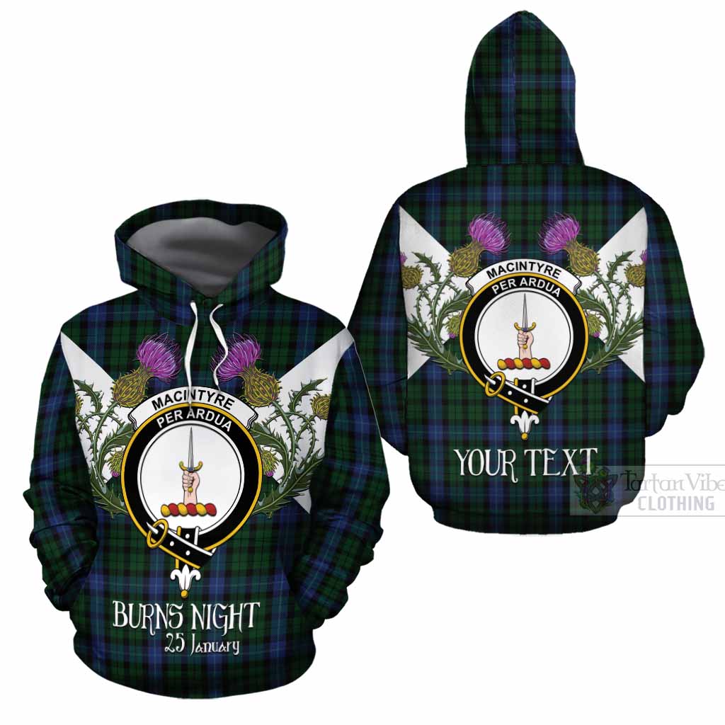 MacIntyre (McIntyre) Tartan Family Crest Cotton Hoodie Scottish Burns Night Thistle Floral