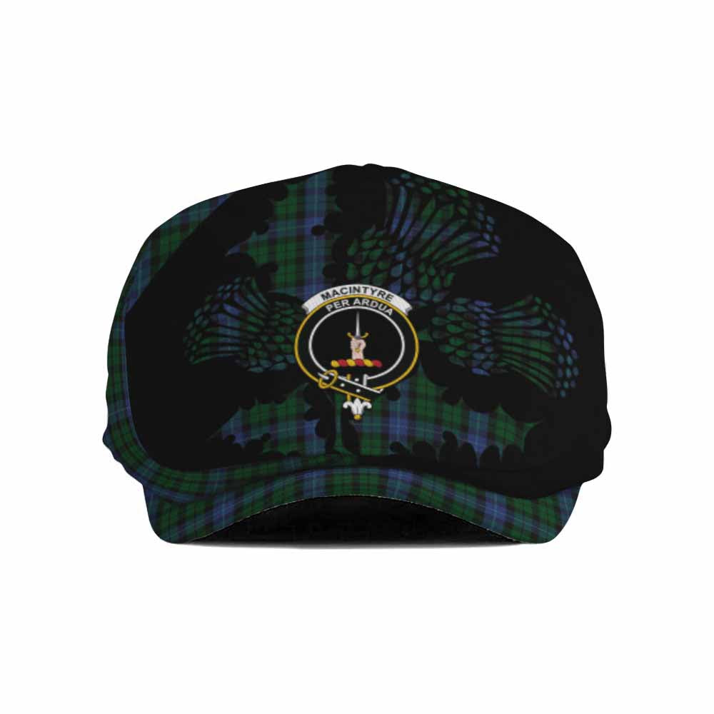 MacIntyre (McIntyre) Tartan Family Crest Flat Cap, Jeff Cap Scotland Thistle Floral