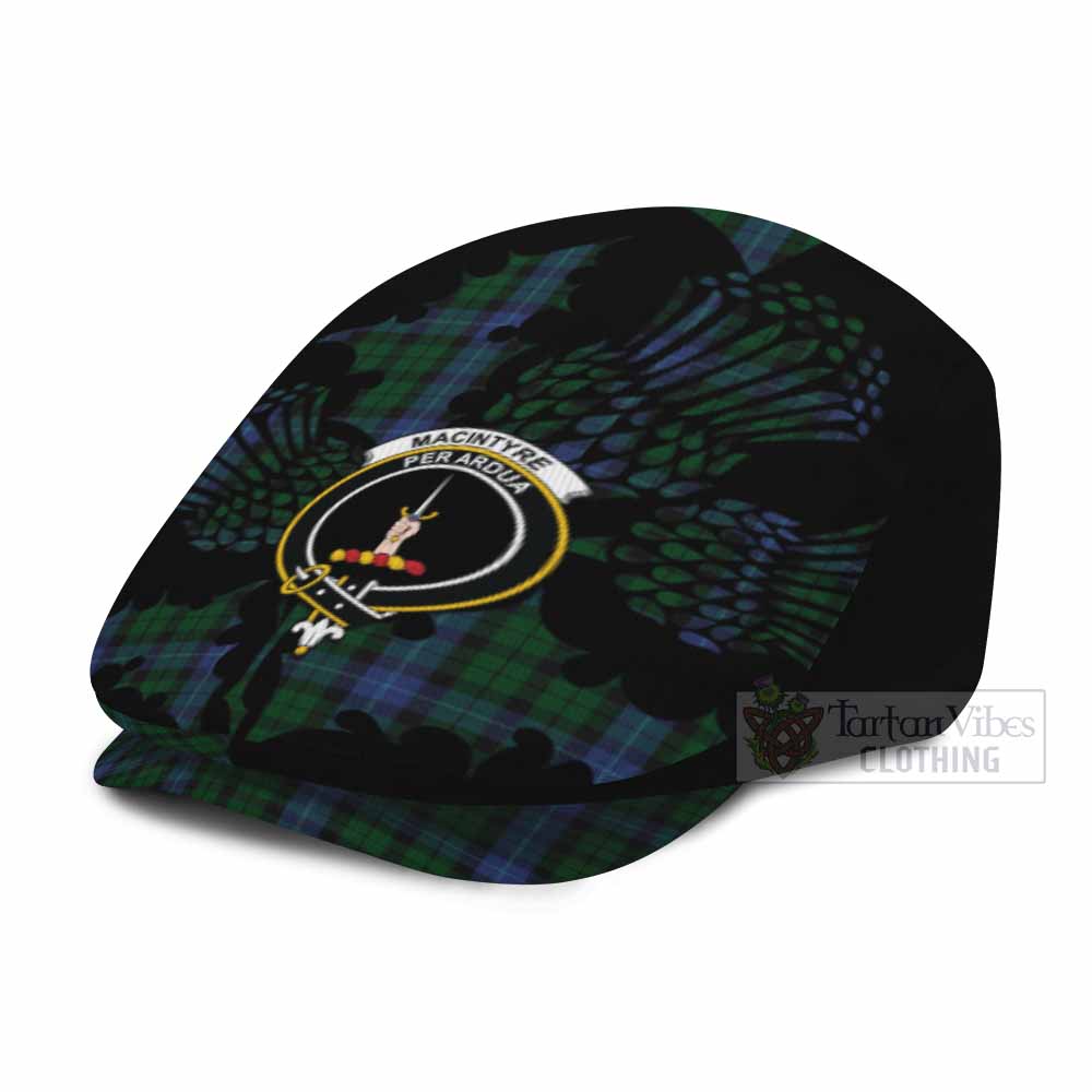 MacIntyre (McIntyre) Tartan Family Crest Flat Cap, Jeff Cap Scotland Thistle Floral