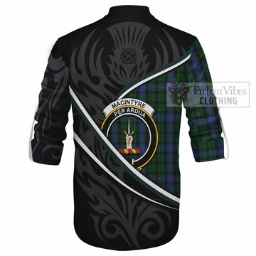 MacIntyre (McIntyre) Tartan Family Crest Ghillie Kilt Shirt Celtic Scottish Thistle Floral - Tartan Vibes Clothing