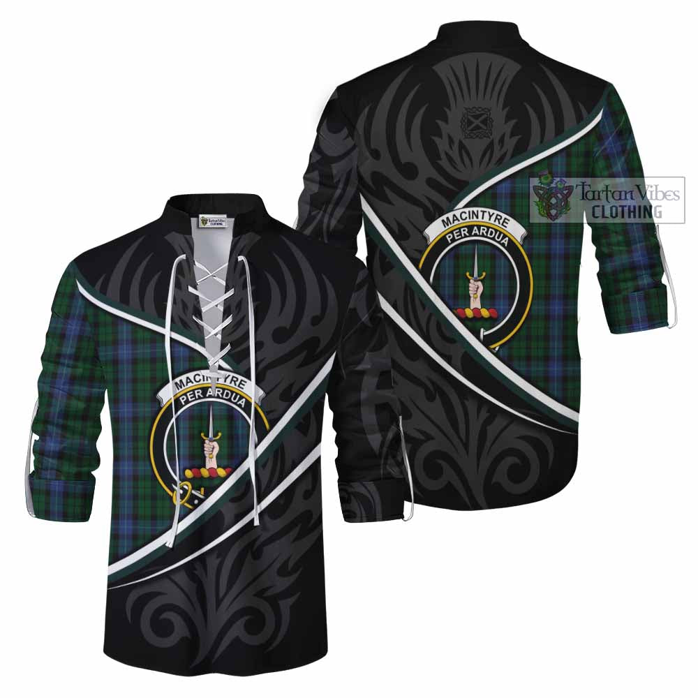 MacIntyre (McIntyre) Tartan Family Crest Ghillie Kilt Shirt Celtic Scottish Thistle Floral - Tartan Vibes Clothing