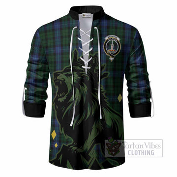 MacIntyre (McIntyre) Tartan Family Crest Ghillie Shirt Crowned Lion Roaring
