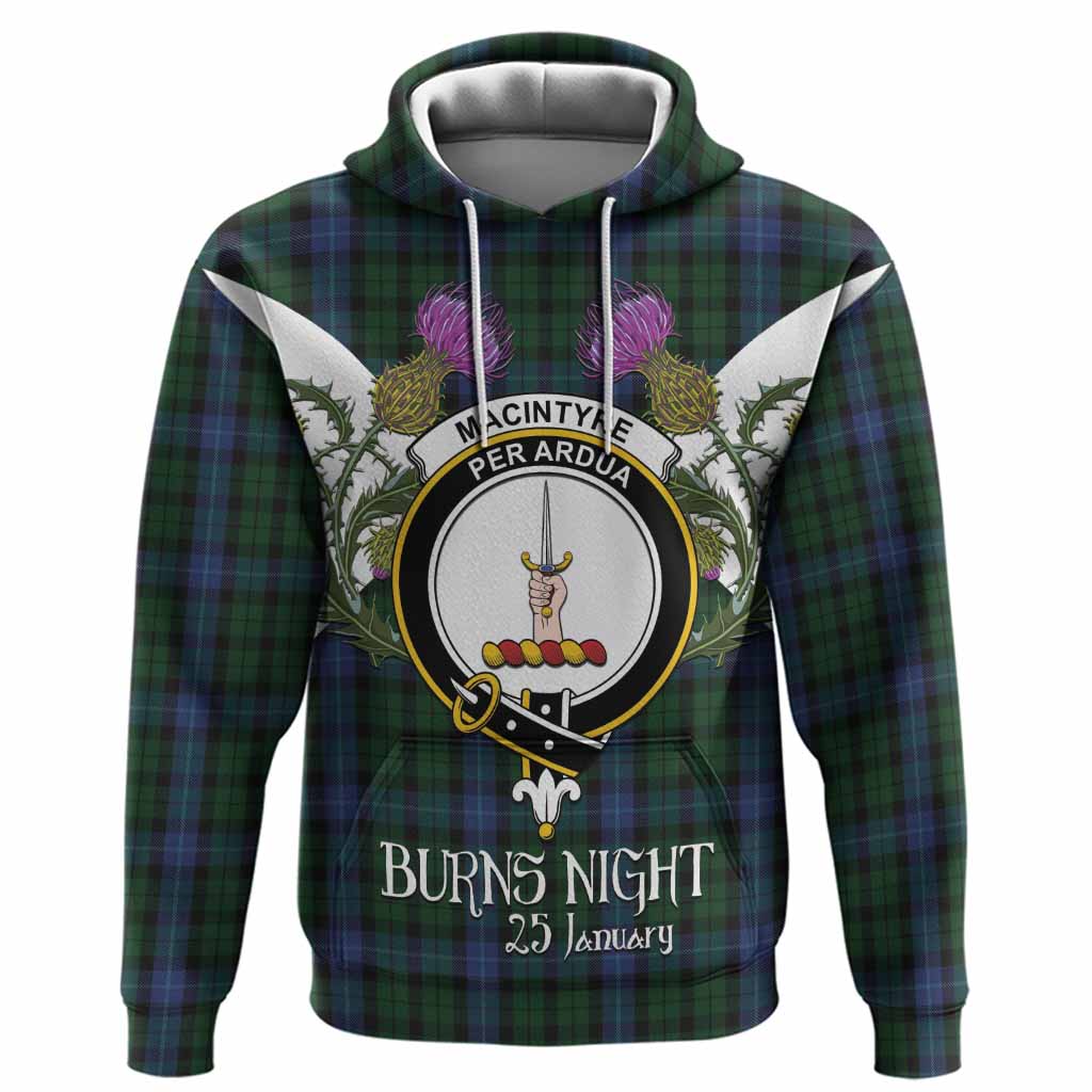 MacIntyre (McIntyre) Tartan Family Crest Hoodie Scottish Burns Night Thistle Floral