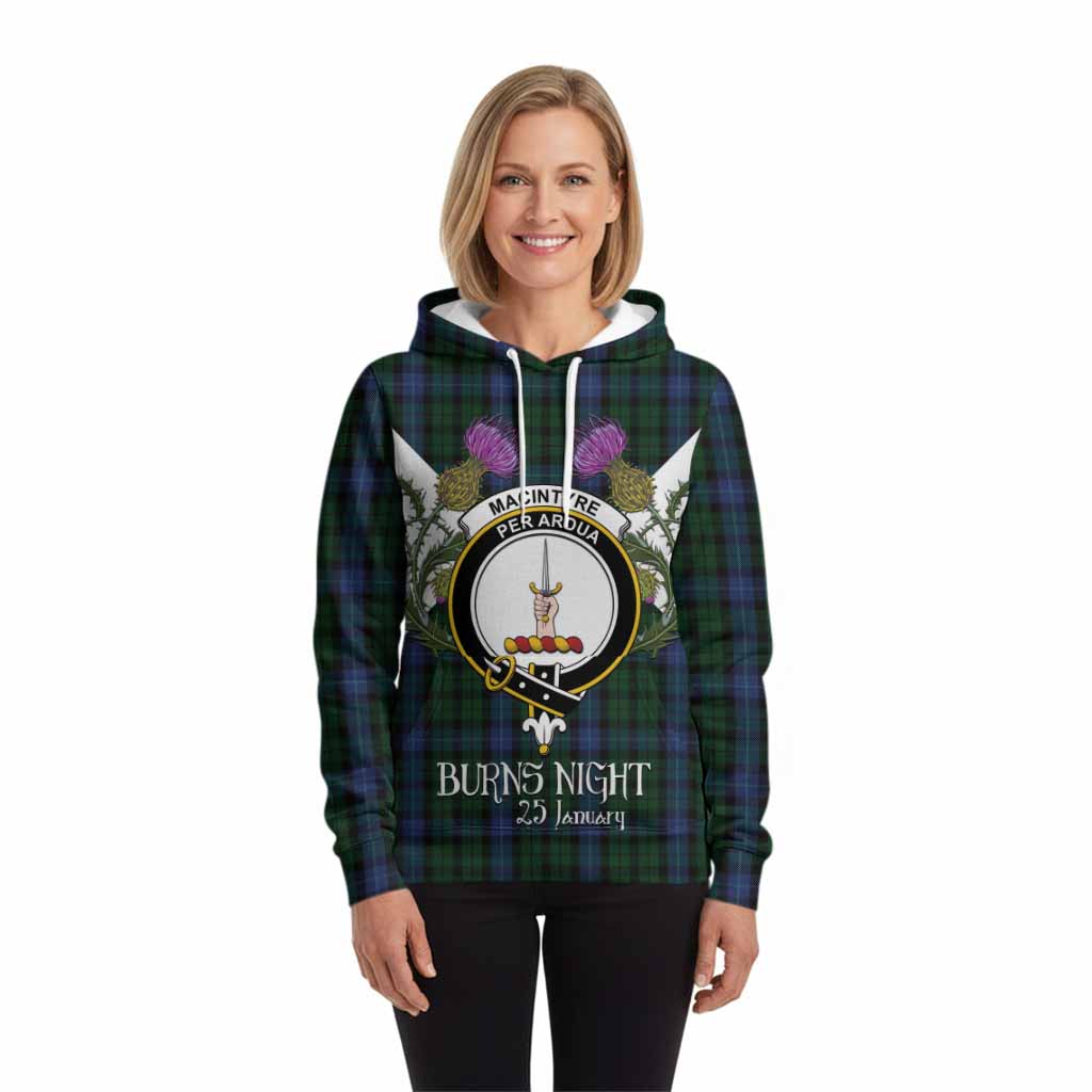 MacIntyre (McIntyre) Tartan Family Crest Hoodie Scottish Burns Night Thistle Floral