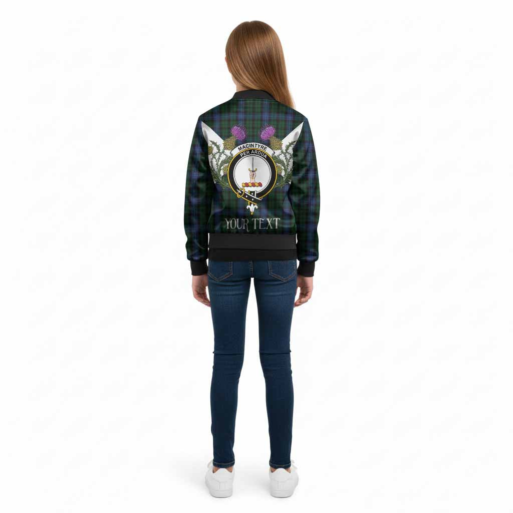 MacIntyre (McIntyre) Tartan Family Crest Kid Bomber Jacket Scottish Burns Night Thistle Floral