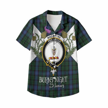 MacIntyre (McIntyre) Tartan Family Crest Kid Hawaiian Shirt Scottish Burns Night Thistle Floral