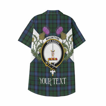 MacIntyre (McIntyre) Tartan Family Crest Kid Hawaiian Shirt Scottish Burns Night Thistle Floral