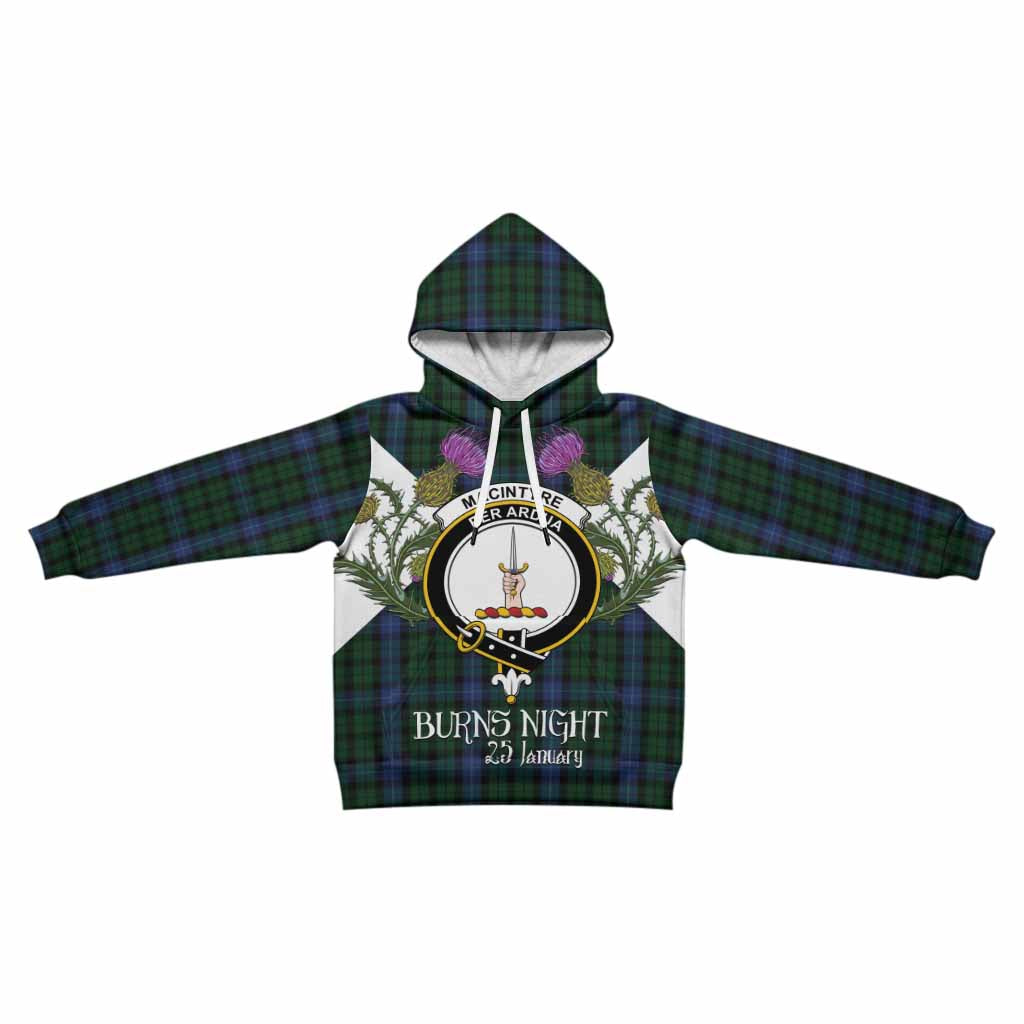 MacIntyre (McIntyre) Tartan Family Crest Kid Hoodie Scottish Burns Night Thistle Floral