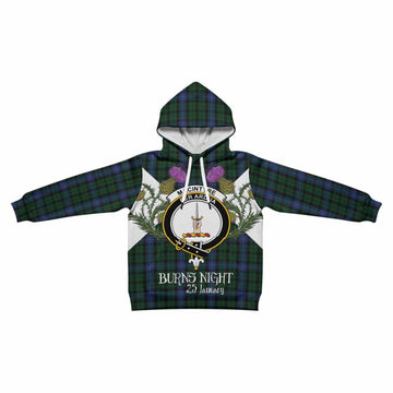 MacIntyre (McIntyre) Tartan Family Crest Kid Hoodie Scottish Burns Night Thistle Floral