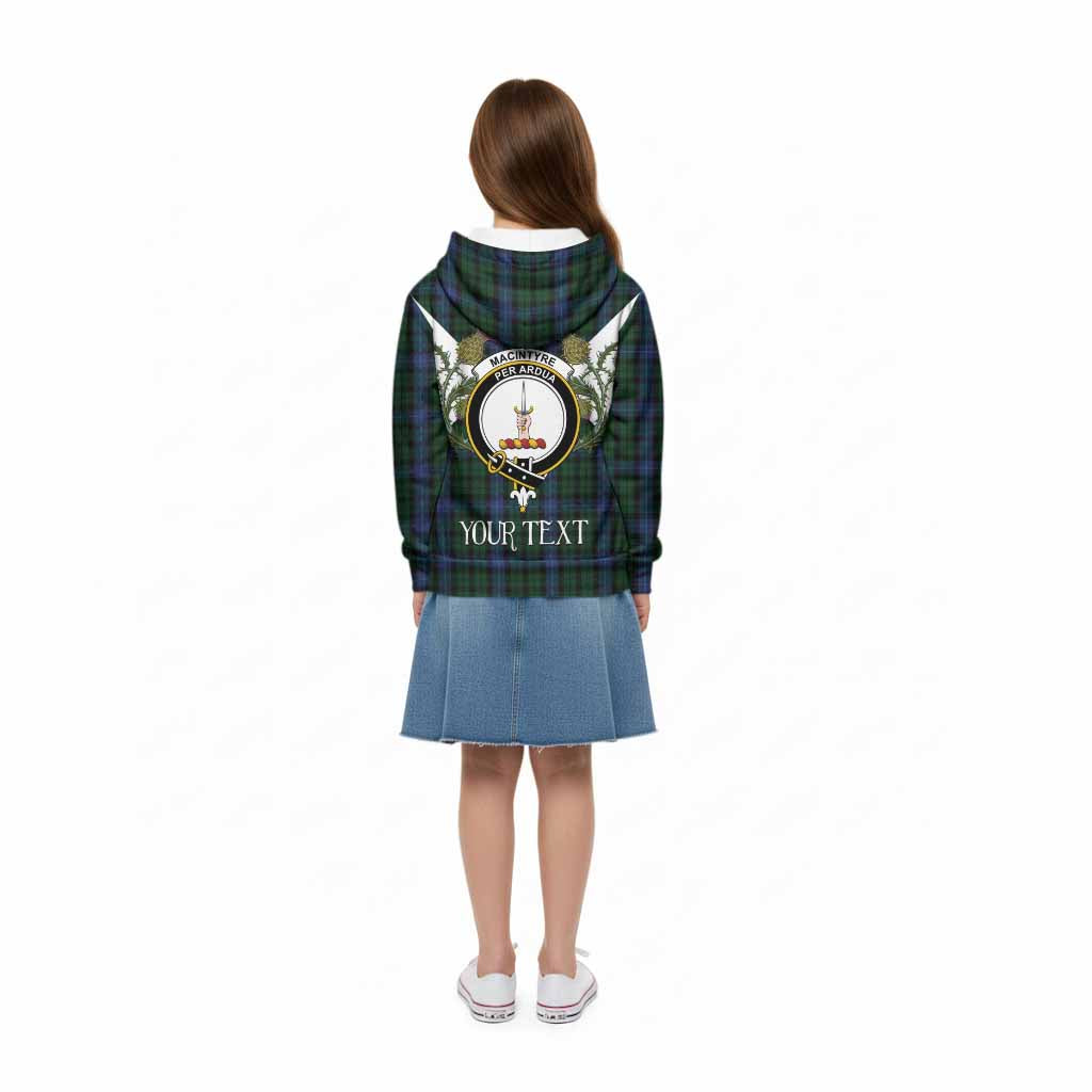 MacIntyre (McIntyre) Tartan Family Crest Kid Hoodie Scottish Burns Night Thistle Floral