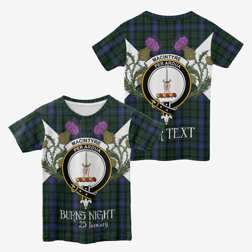 MacIntyre (McIntyre) Tartan Family Crest Kid T-shirt Scottish Burns Night Thistle Floral