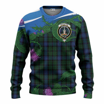MacIntyre (McIntyre) Tartan Family Crest Knitted Sweater Thistle in Minimalism