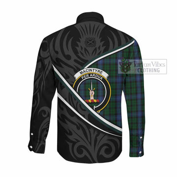 MacIntyre (McIntyre) Tartan Family Crest Long Sleeve Button Shirts Celtic Scottish Thistle Floral