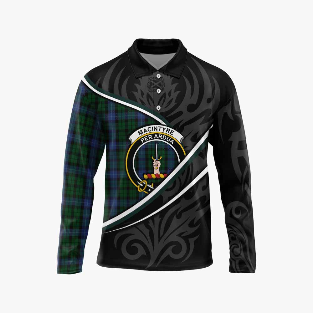 MacIntyre (McIntyre) Tartan Family Crest Long Sleeve Polo Shirt Celtic Scottish Thistle Floral - Tartan Vibes Clothing