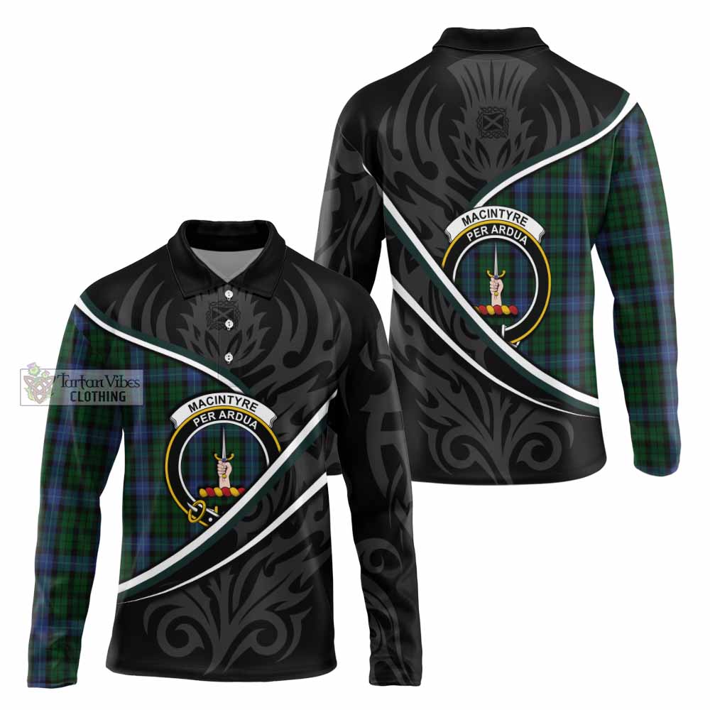 MacIntyre (McIntyre) Tartan Family Crest Long Sleeve Polo Shirt Celtic Scottish Thistle Floral - Tartan Vibes Clothing