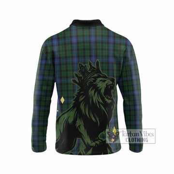 MacIntyre (McIntyre) Tartan Family Crest Long Sleeve Polo Shirt Crowned Lion Roaring