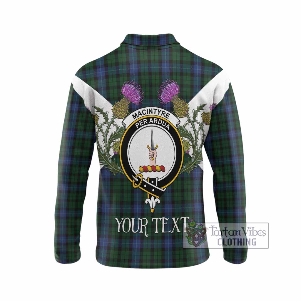 MacIntyre (McIntyre) Tartan Family Crest Long Sleeve Polo Shirt Scottish Burns Night Thistle Floral