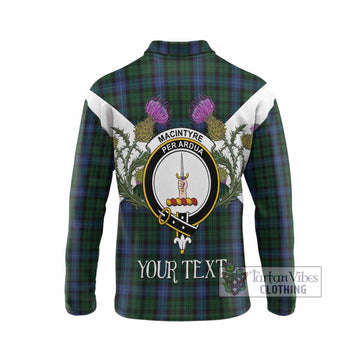 MacIntyre (McIntyre) Tartan Family Crest Long Sleeve Polo Shirt Scottish Burns Night Thistle Floral
