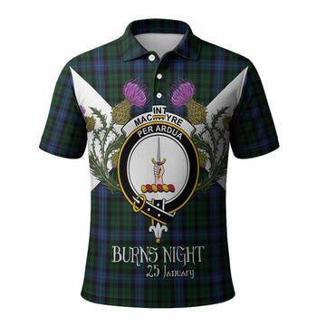 MacIntyre (McIntyre) Tartan Family Crest Polo Shirt Scottish Burns Night Thistle Floral