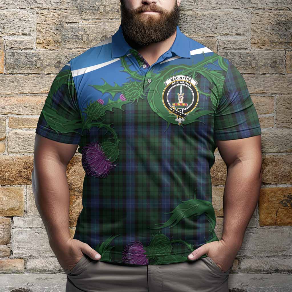 MacIntyre (McIntyre) Tartan Family Crest Polo Shirt Thistle in Minimalism