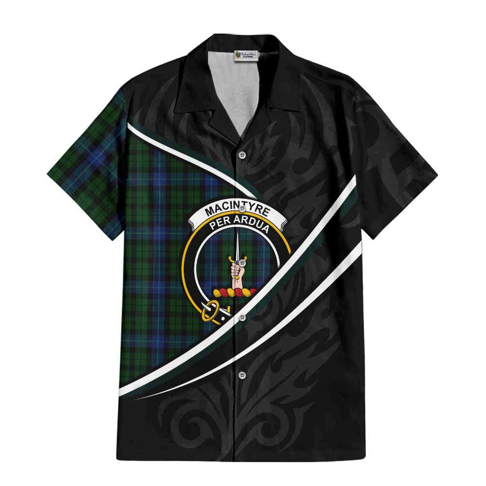 MacIntyre (McIntyre) Tartan Family Crest Short Sleeve Button Shirt Celtic Scottish Thistle Floral - Tartan Vibes Clothing