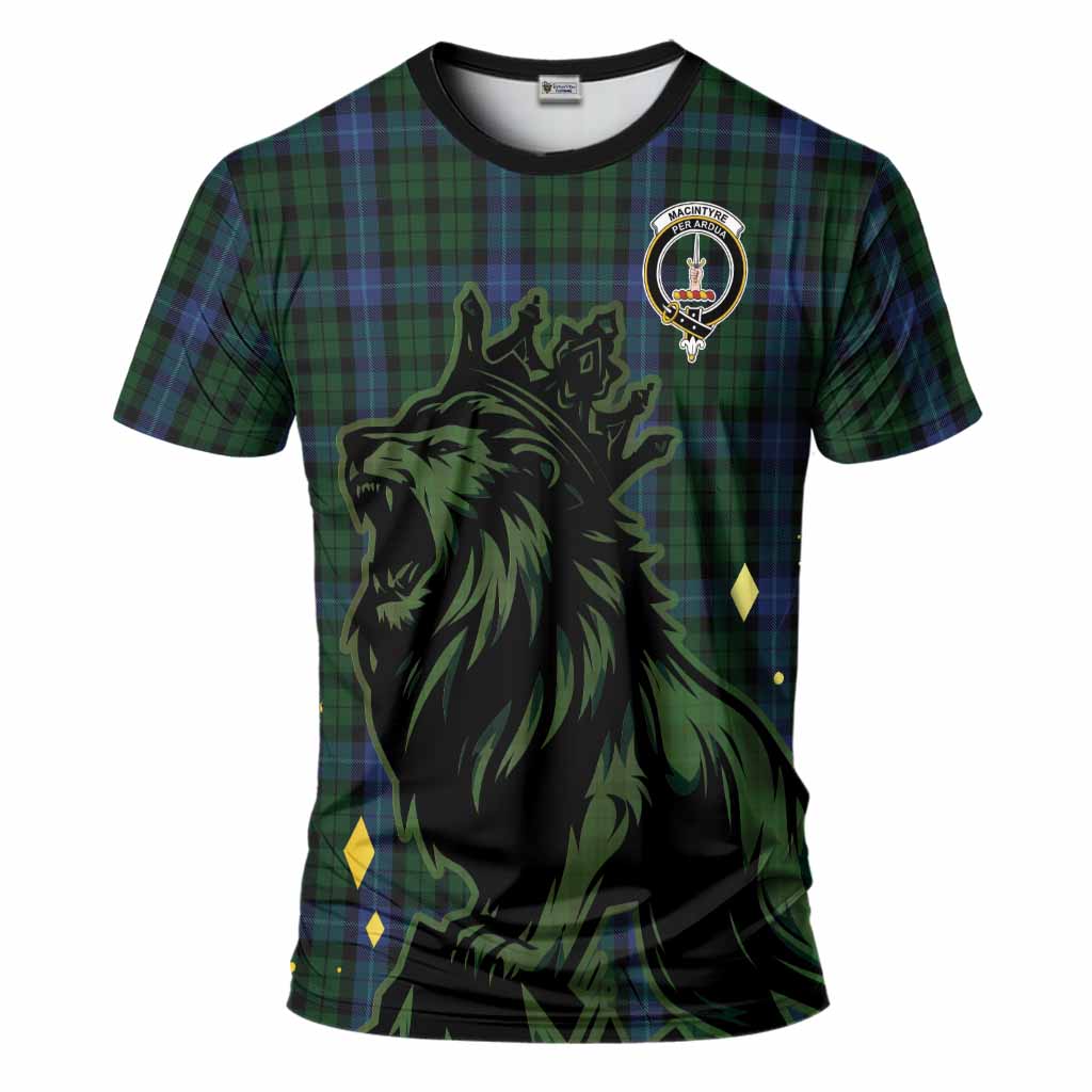 MacIntyre (McIntyre) Tartan Family Crest T-Shirt Crowned Lion Roaring