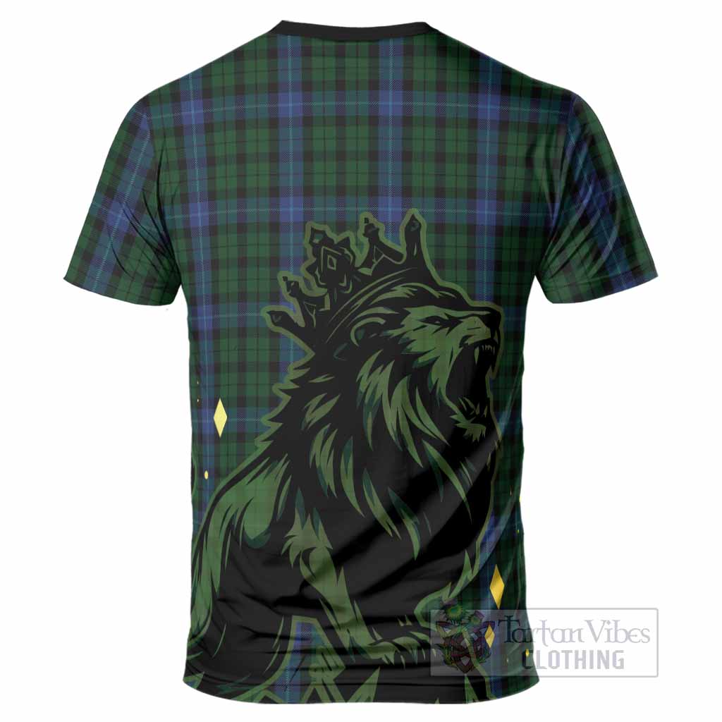 MacIntyre (McIntyre) Tartan Family Crest T-Shirt Crowned Lion Roaring