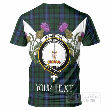 MacIntyre (McIntyre) Tartan Family Crest T-Shirt Scottish Burns Night Thistle Floral