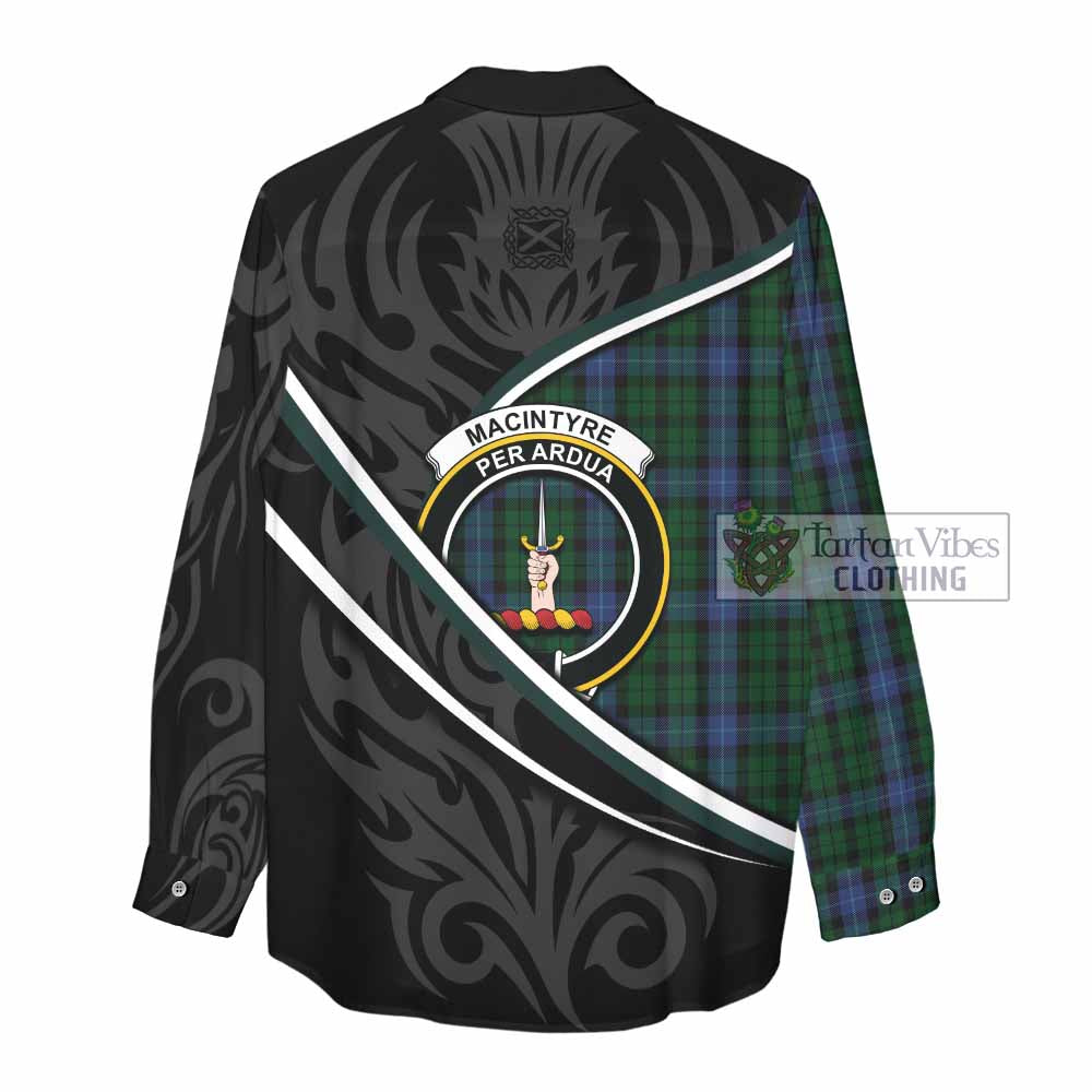 MacIntyre (McIntyre) Tartan Family Crest Women Casual Shirt Celtic Scottish Thistle Floral - Tartan Vibes Clothing