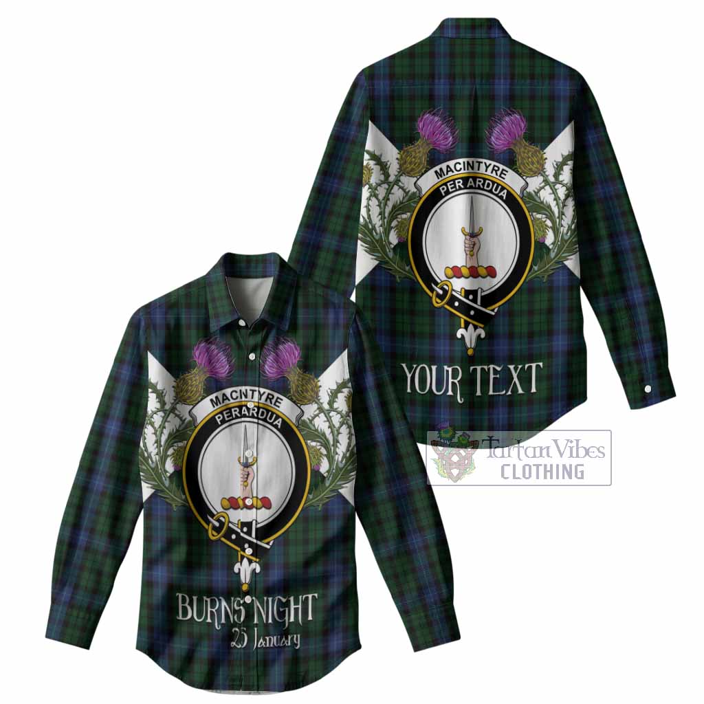 MacIntyre (McIntyre) Tartan Family Crest Women Casual Shirt Scottish Burns Night Thistle Floral