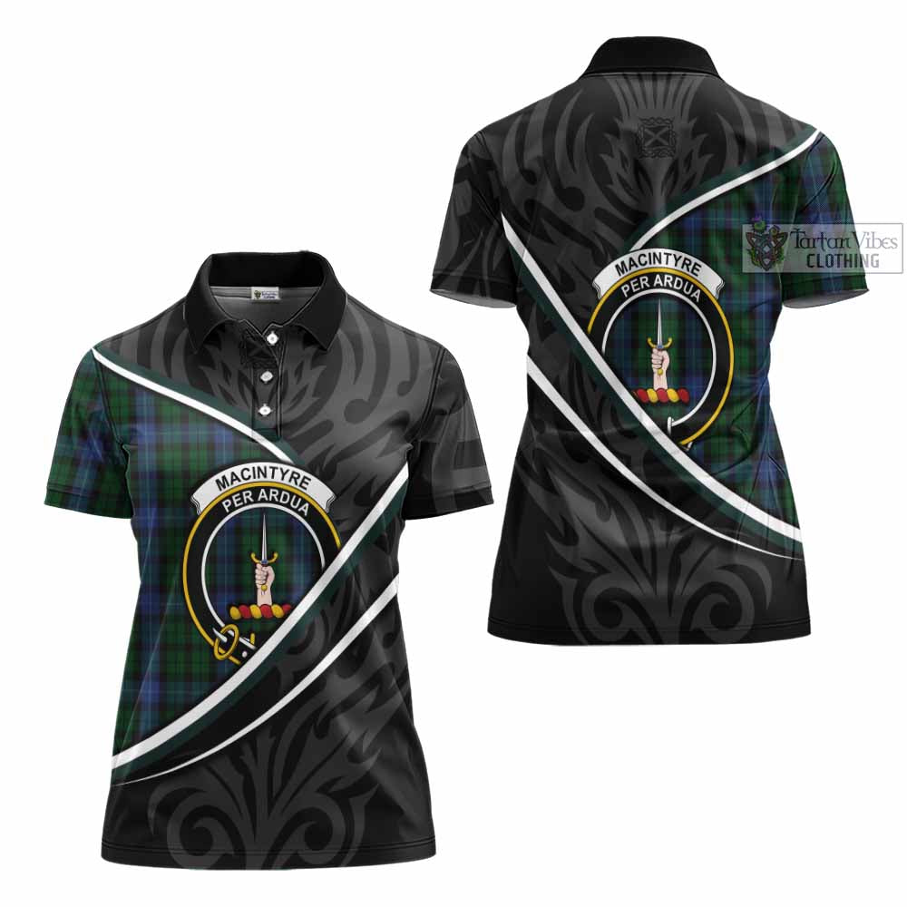 MacIntyre (McIntyre) Tartan Family Crest Women's Polo Shirt Celtic Scottish Thistle Floral - Tartan Vibes Clothing