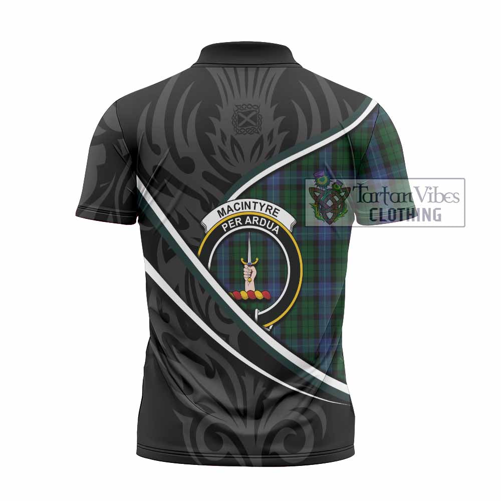 MacIntyre (McIntyre) Tartan Family Crest Zipper Polo Shirt Celtic Scottish Thistle Floral - Tartan Vibes Clothing