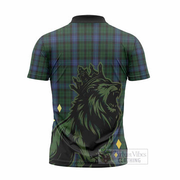 MacIntyre (McIntyre) Tartan Family Crest Zipper Polo Shirt Crowned Lion Roaring