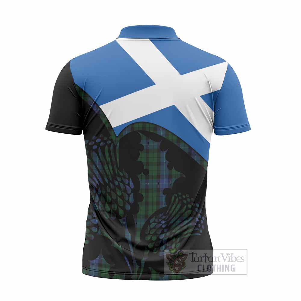 MacIntyre (McIntyre) Tartan Family Crest Zipper Polo Shirt Scotland Thistle Floral Flag Style