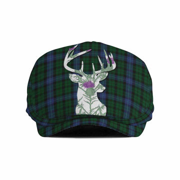 MacIntyre (McIntyre) Tartan Flat Cap, Jeff Cap Scottish Stag Thistle Floral Art