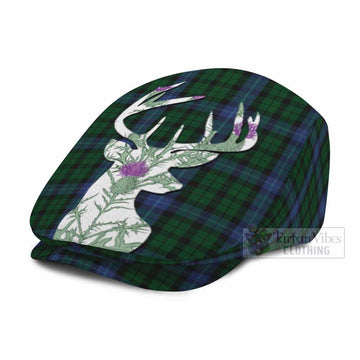 MacIntyre (McIntyre) Tartan Flat Cap, Jeff Cap Scottish Stag Thistle Floral Art