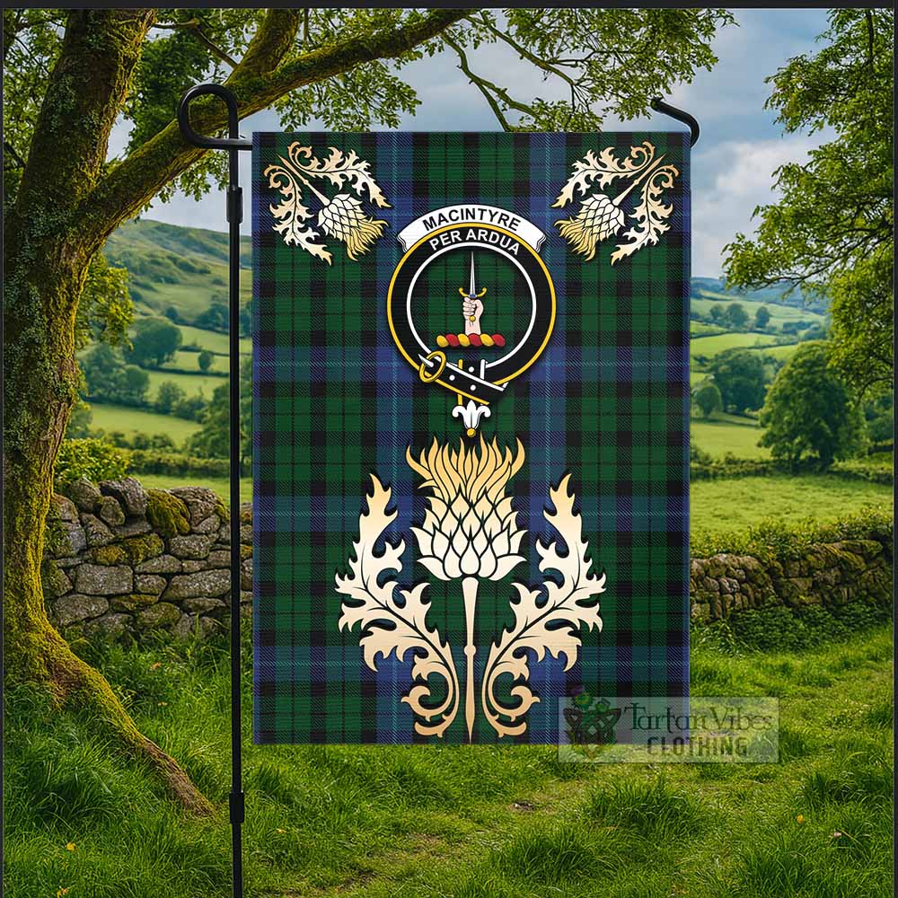 MacIntyre (McIntyre) Tartan Garden Flag with Golden Regal Scottish Thistle Emblem - Tartan Vibes Clothing