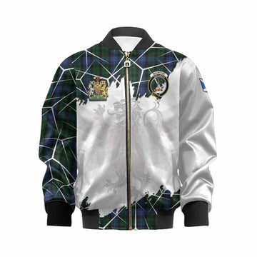 MacIntyre (McIntyre) Tartan Kid Bomber Jacket with Family Crest and Lion Rampant Grunge Style