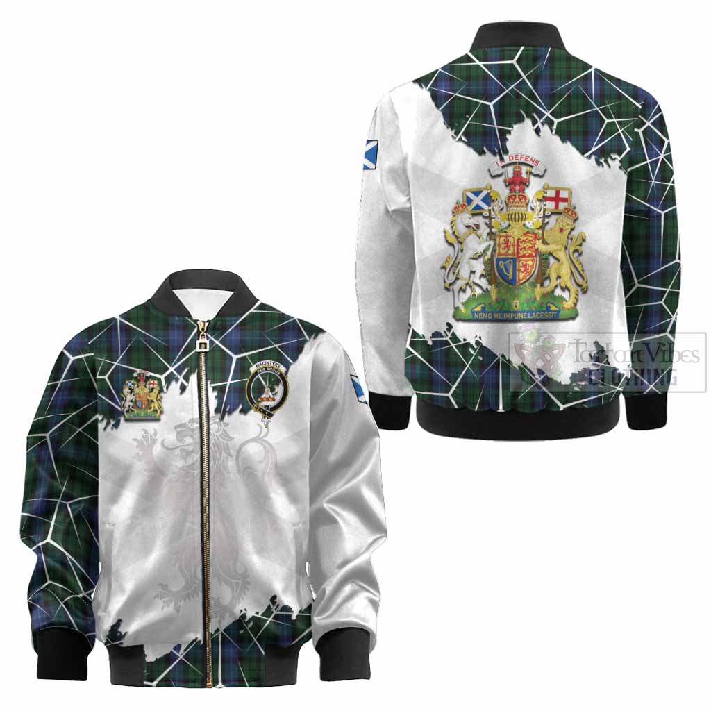 MacIntyre (McIntyre) Tartan Kid Bomber Jacket with Family Crest and Lion Rampant Grunge Style