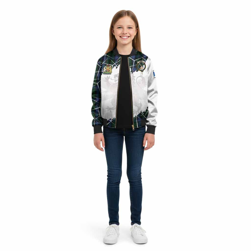 MacIntyre (McIntyre) Tartan Kid Bomber Jacket with Family Crest and Lion Rampant Grunge Style