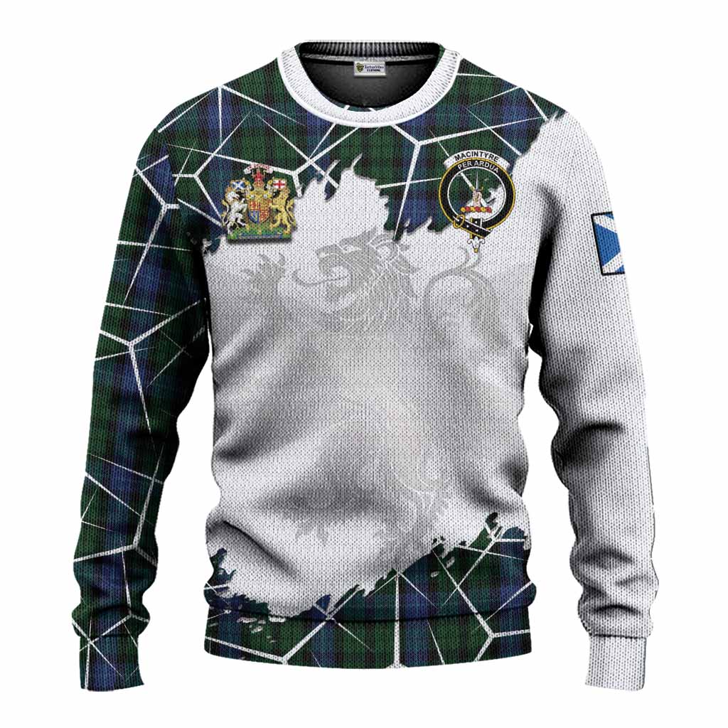 MacIntyre (McIntyre) Tartan Knitted Sweater with Family Crest and Lion Rampant Grunge Style