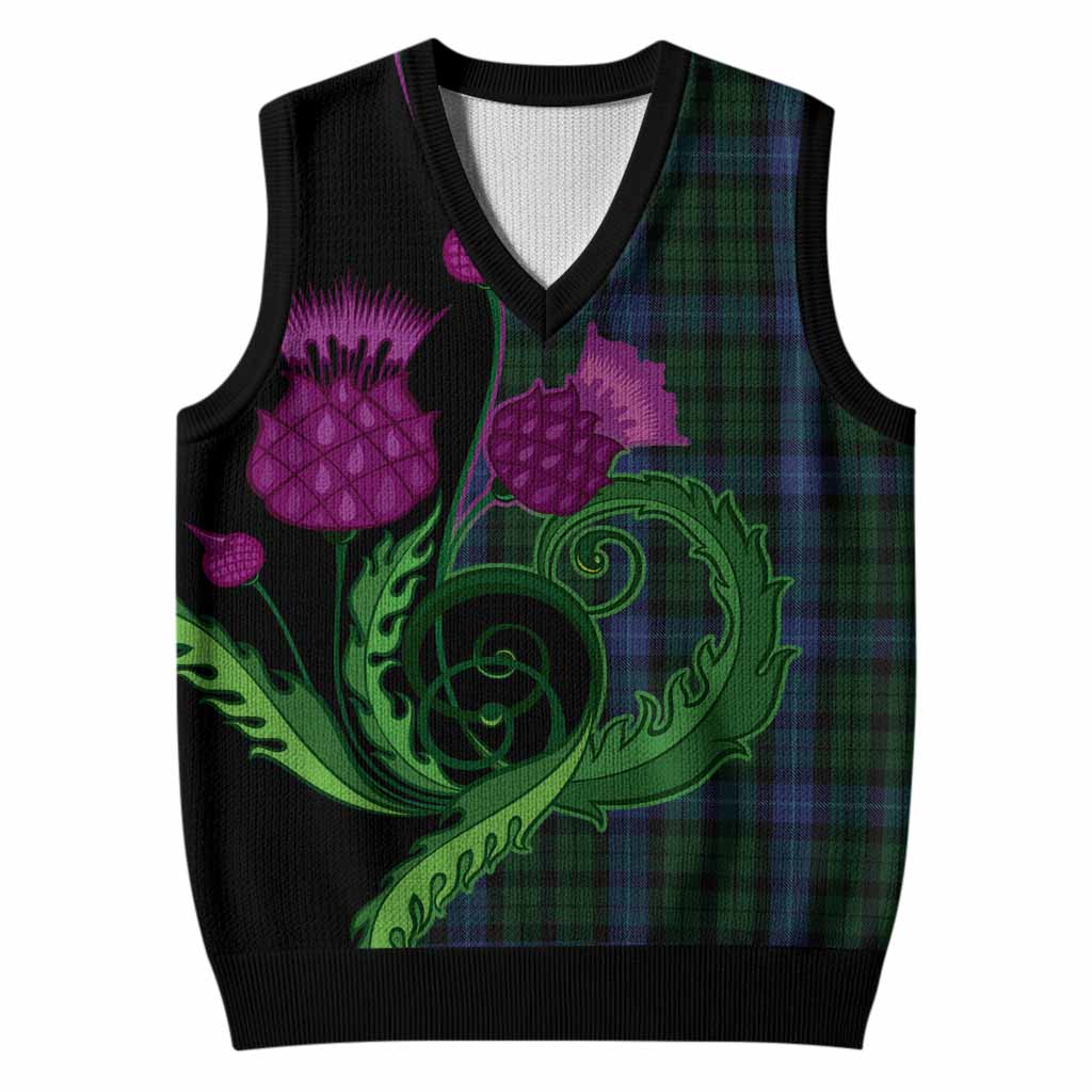 MacIntyre (McIntyre) Tartan Knitted V-Neck Vest Traditional Scottish Thistle