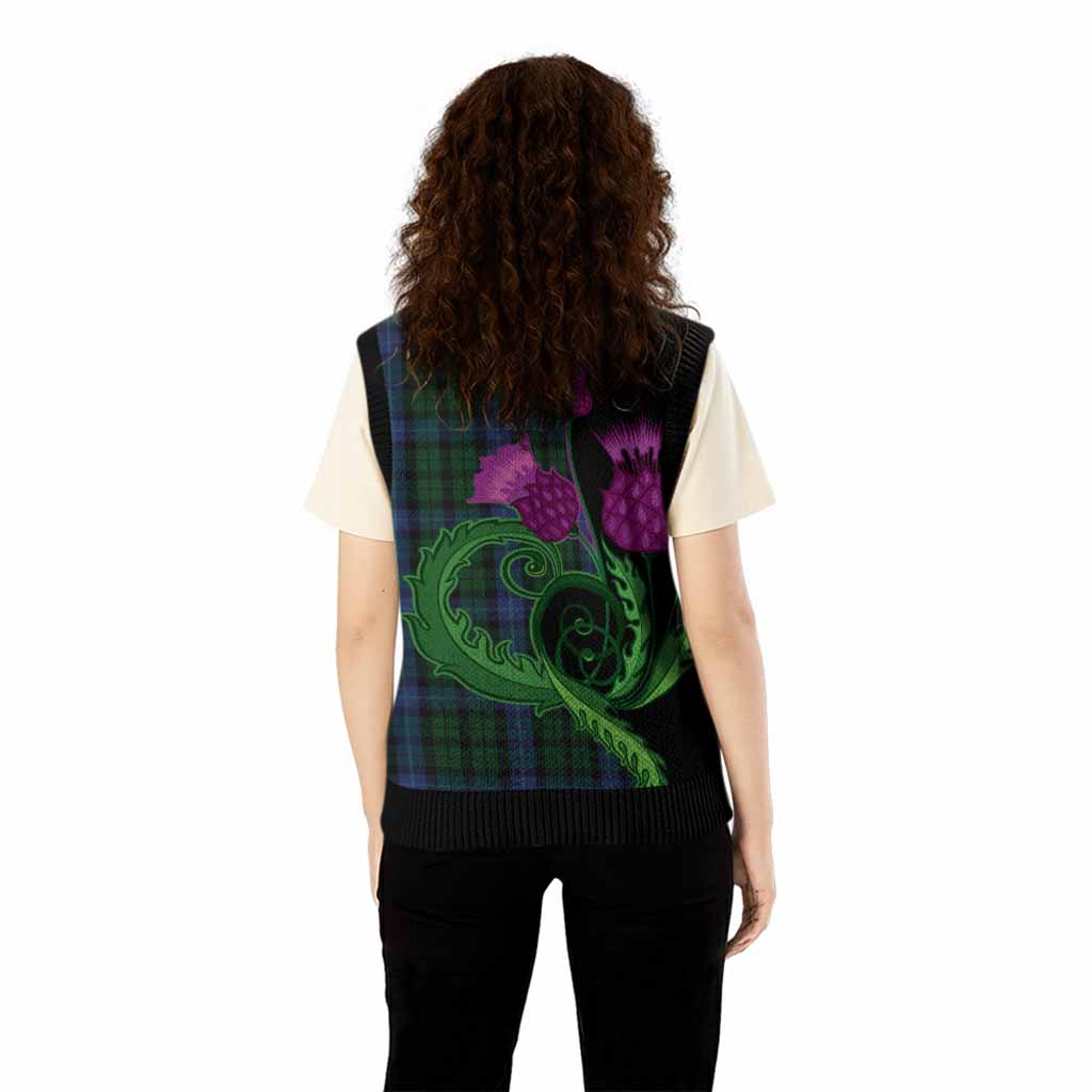 MacIntyre (McIntyre) Tartan Knitted V-Neck Vest Traditional Scottish Thistle