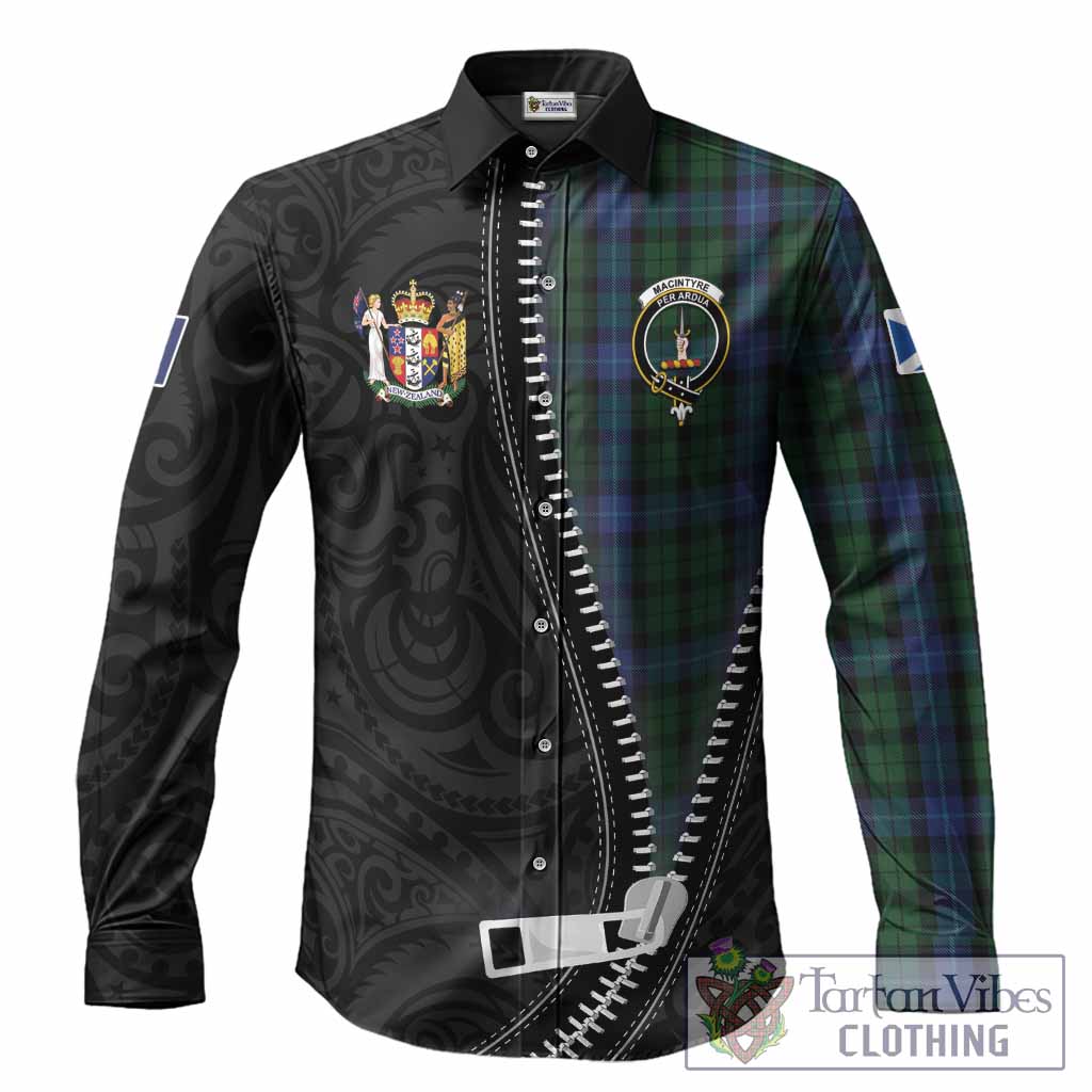 MacIntyre (McIntyre) Tartan Long Sleeve Button Shirts New Zealand Pattern Unique Zipper Stylized