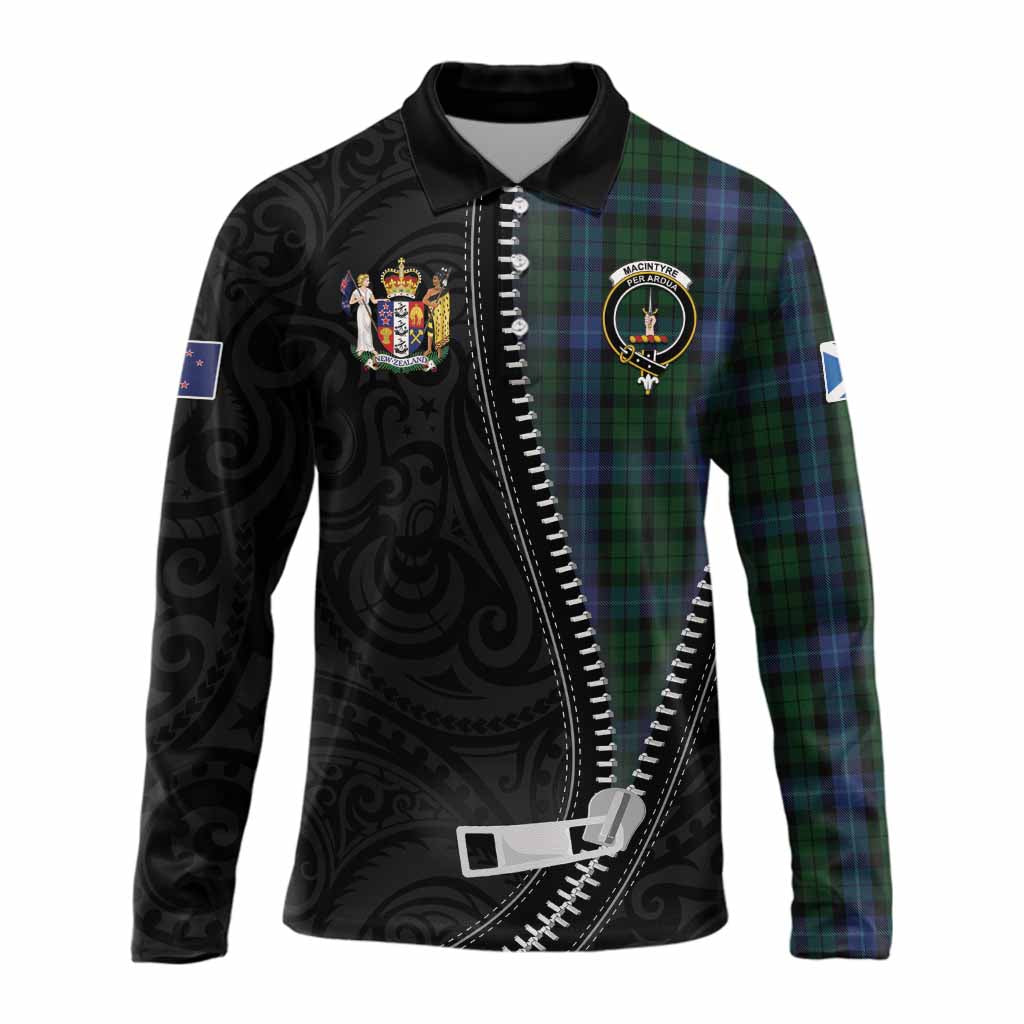 MacIntyre (McIntyre) Tartan Long Sleeve Polo Shirt New Zealand Pattern Unique Zipper Stylized