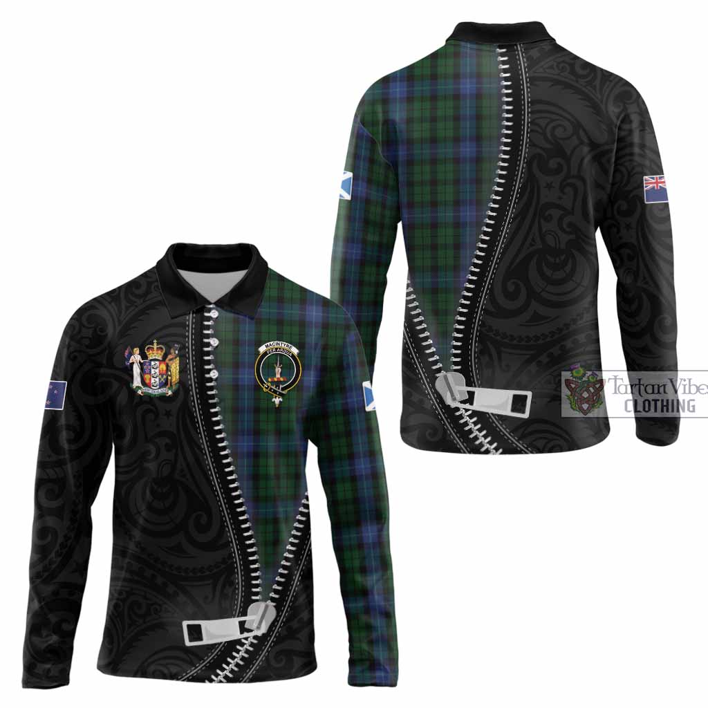 MacIntyre (McIntyre) Tartan Long Sleeve Polo Shirt New Zealand Pattern Unique Zipper Stylized