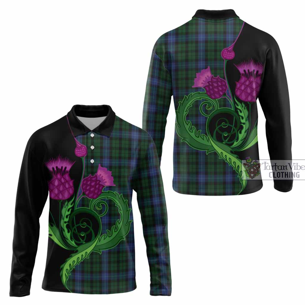 MacIntyre (McIntyre) Tartan Long Sleeve Polo Shirt Traditional Scottish Thistle