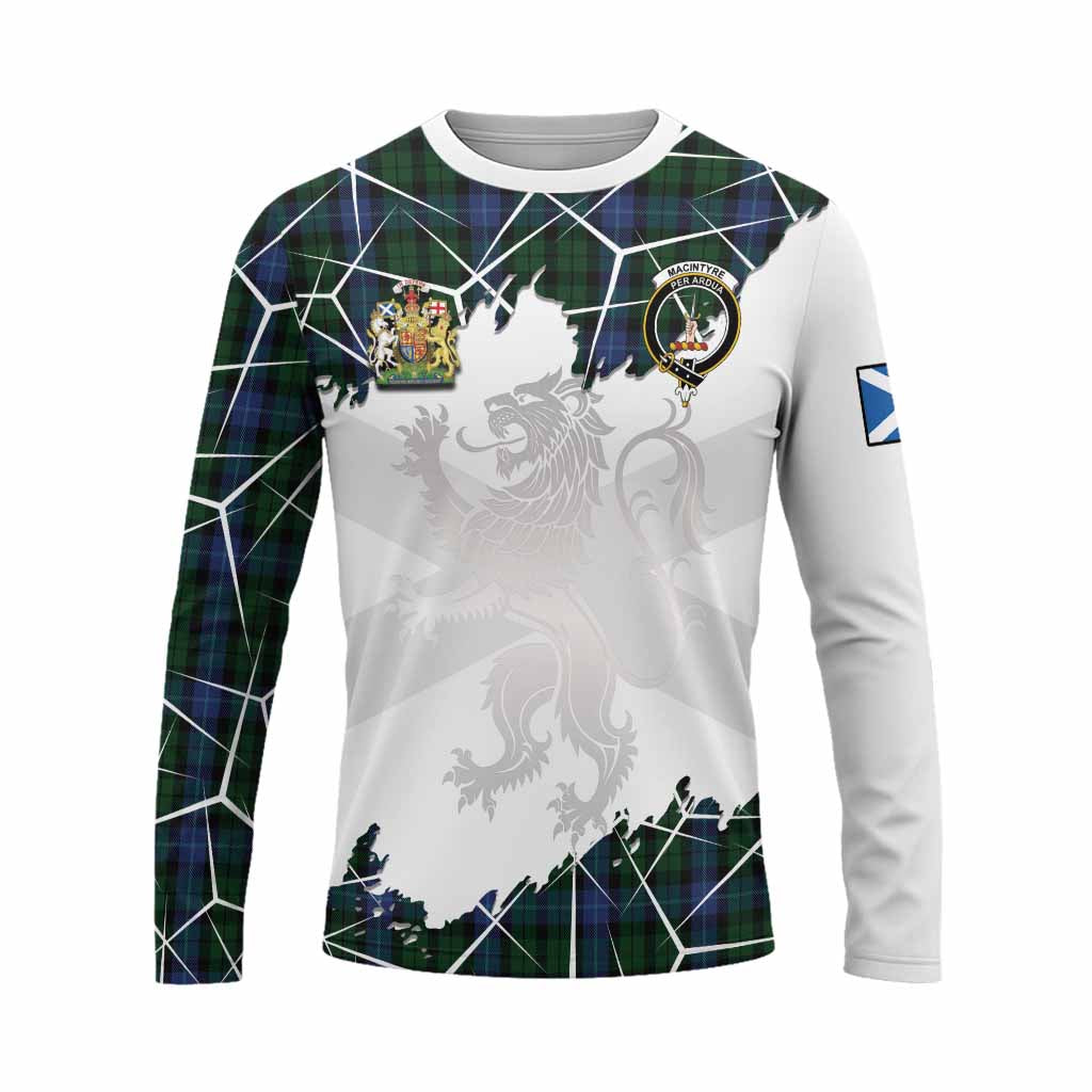 MacIntyre (McIntyre) Tartan Long Sleeve T-Shirt with Family Crest and Lion Rampant Grunge Style