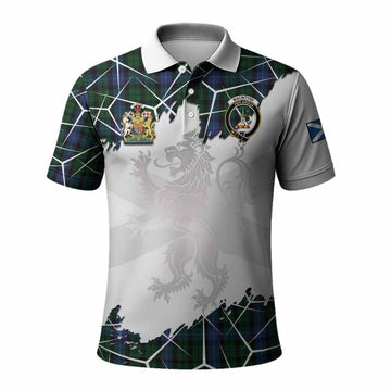 MacIntyre (McIntyre) Tartan Polo Shirt with Family Crest and Lion Rampant Grunge Style
